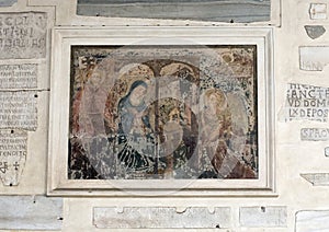 Small fresco wall of the narthex of the Basilica of Santa Maria in Trastevere