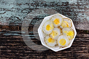 Small Fried Eggs in Foam Container