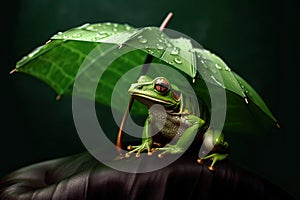 Small frog with umbrella