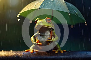 Small frog with umbrella