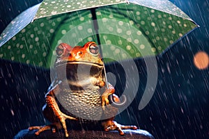 Small frog with umbrella