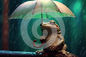 Small frog with umbrella