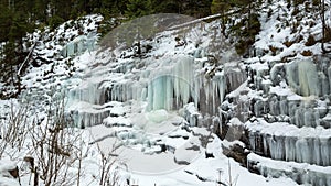 Small frozen waterfalls in the mountains, Slovakia