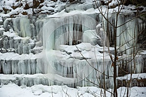 Small frozen waterfalls in the mountains, Slovakia