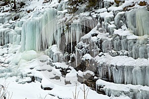 Small frozen waterfalls in the mountains, Slovakia
