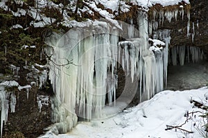 Small frozen waterfalls in the mountains, Slovakia