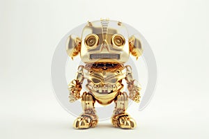 Small funny golden robot. Generate Ai