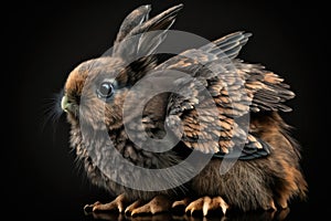 A small, fuzzy animal with the wings and beak of a bird, but the body a rabbit Generative AI