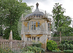 Small gatehouse in the corner of an English country house in Somerset, UK