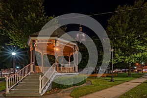 Small gazebo in the park at night