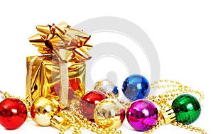 Small gift box and baubles