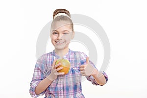 Small girl with an apple