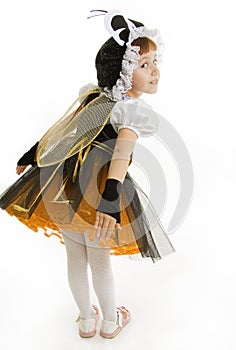 Small girl is bee costume