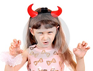 Small Girl with Devil Horns