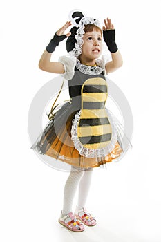 Small girl is dressed bee