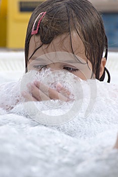 Small girl in jacuzzi