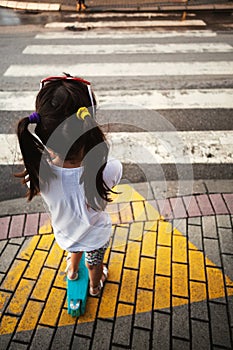 Small Girl on Pedestrian Crossing