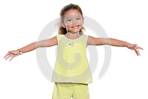 Small girl smiling with her arms wide open