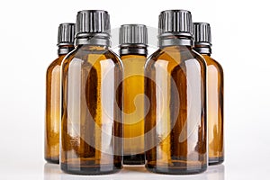 Small glass bottles for the storage of light-sensitive liquids. Containers used in pharmaceuticals