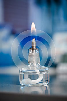 Small glass burner for chemistry experiments