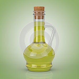 Small Glass Decanter Bottle of Olive Oil Cork. 3d Rendering