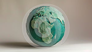 A small globe made of wood and painted green by AI generated image