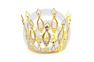 Small Golden Crown Isolated on a White Background