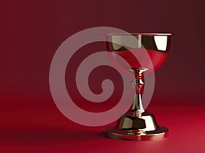 a small golden cup at the top on a red background