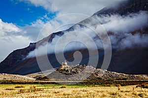 Small gompa in Spiti Valley in Himalayas