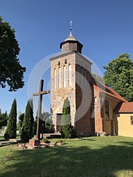 Small gothic church in a Polish village