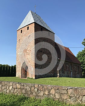 Small gothic church in a Polish village