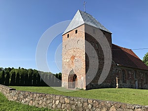 Small gothic church in a Polish village