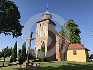 Small gothic church in a Polish village