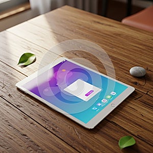 A small gray stone are scattered on the table surface suggesting