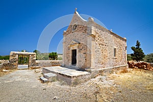 Small Greek church at Moni Toplou monastery photo