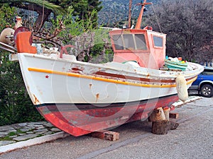 Small Greek Wooden Fishing Boat
