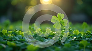 Small green Clover leaves pattern background, Natural and St. Patrick's day background