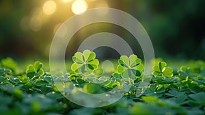 Small green Clover leaves pattern background, Natural and St. Patrick's day background