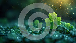 Small green Clover leaves pattern background, Natural and St. Patrick's day background