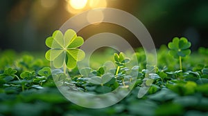 Small green Clover leaves pattern background, Natural and St. Patrick's day background