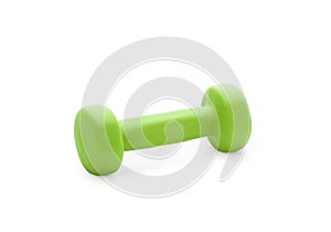 Small green dumbbell, isolated