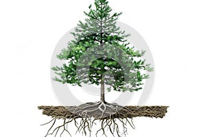 Cross-Section of a Pine Tree with Roots