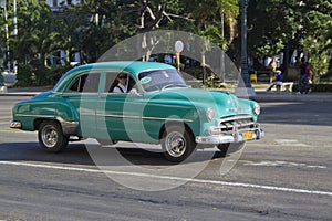 Small Green old Cuban car