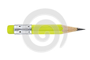 Small green pencil with eraser isolated