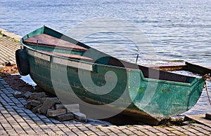 Small green rowboat