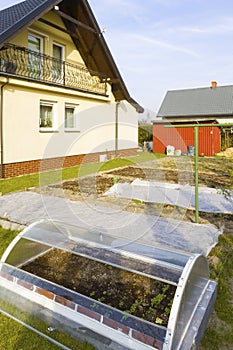 Small greenhouse in garden