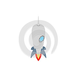 Small grey rocket icon, isometric 3d style