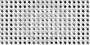 Small grid panel with blocks and cells. Abstract mesh surface with round cells. Seamless texture.