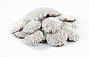 Small group of chocolate covered nonpareils