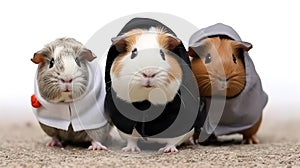 Small group of cute guinea pigs in studio. AI generated